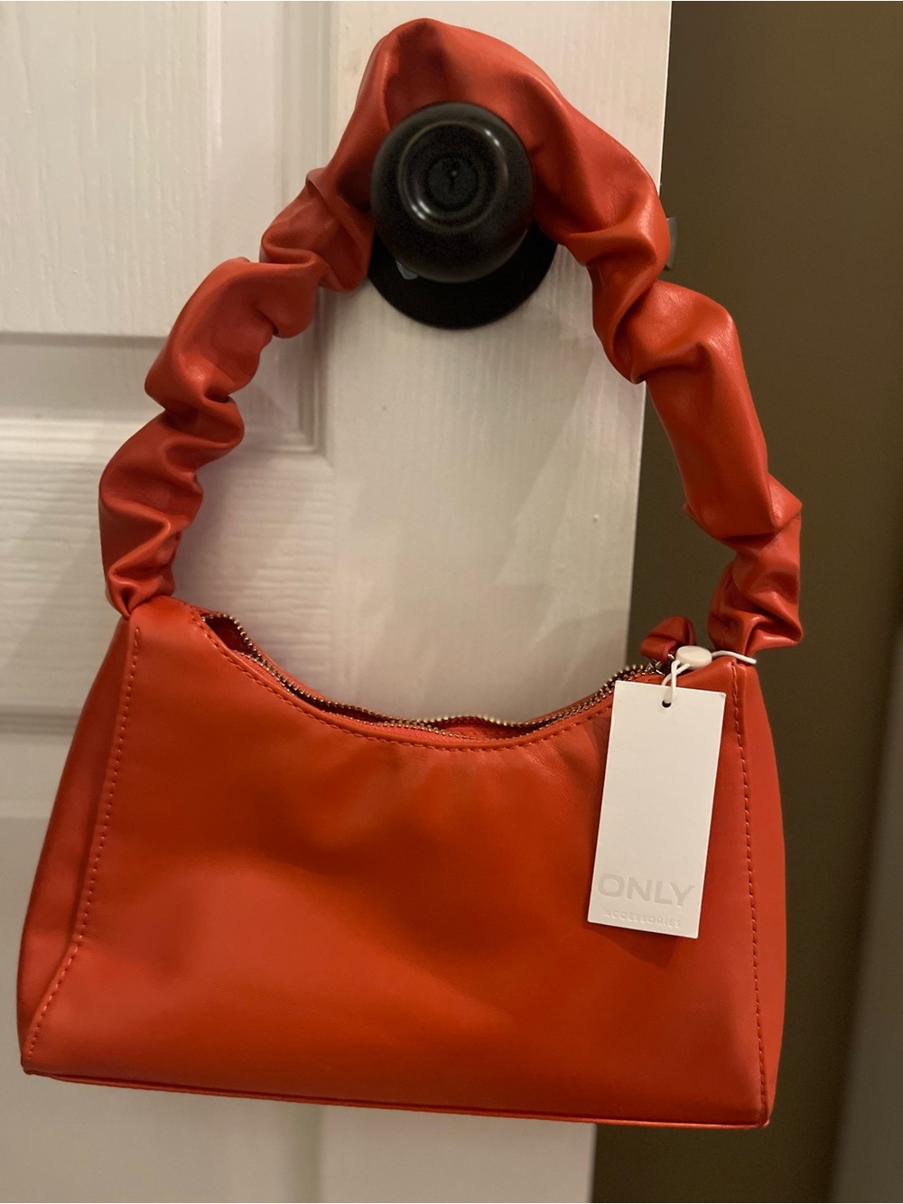 ONLY Orange Ruched-Handle Shoulder Bag